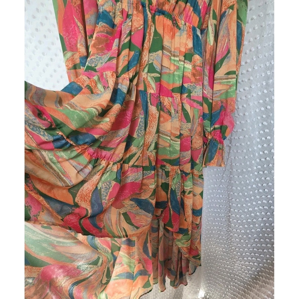Flying Tomato Floral High Low Maxi Dress Small Vneck Tropical Fun Boho - Picture 4 of 6